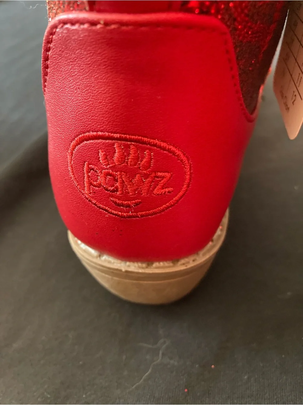 NWT PAWZ Girls Red Sparkle Glitter Western Cowboy Boots Side Zip Girls Sz 3